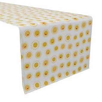 Table Runner, 100% Cotton, 16x108", Cartoon Sun Drawings