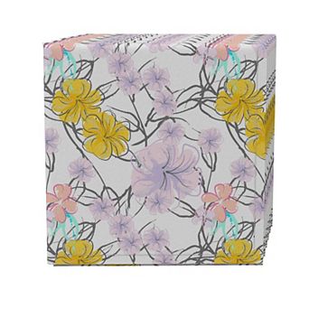 Napkin Set of 4, 100% Cotton, 20x20", Watercolor Lilac Flower