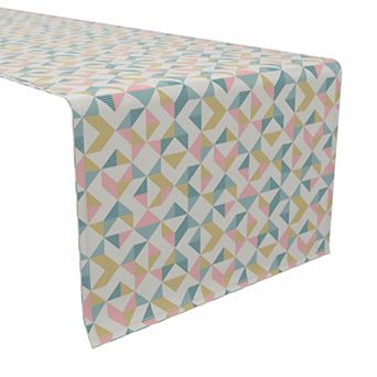 Table Runner, 100% Cotton, 16x108", Abstract Geo Print