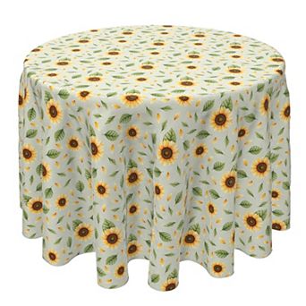 Round Tablecloth, 100% Cotton, 60 Round", Sunflower Tops