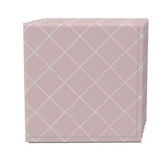 Napkin Set of 4, 100% Cotton, 20x20", Diagonal Check Pink