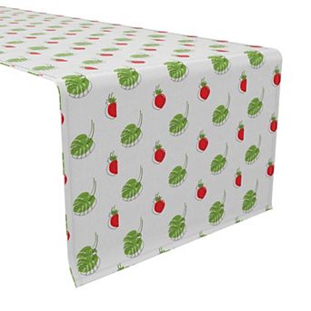 Table Runner, 100% Cotton, 16x90", Strawberries and Leaves