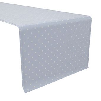 Table Runner, 100% Cotton, 16x90", Mini Dots Blue