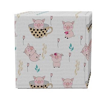 Napkin Set of 4, 100% Cotton, 20x20", Pigs in Tea Cups