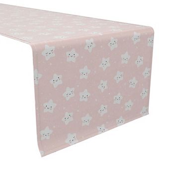 Table Runner, 100% Cotton, 16x108", Happy Stars Pink