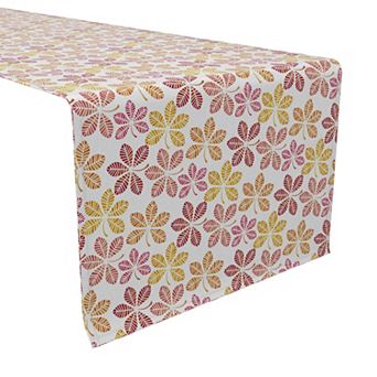 Table Runner, 100% Cotton, 16x72", Colorful Chestnut Leaves