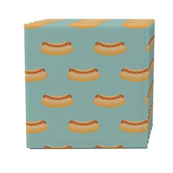 Napkin Set of 4, 100% Cotton, 20x20", Hotdog Design
