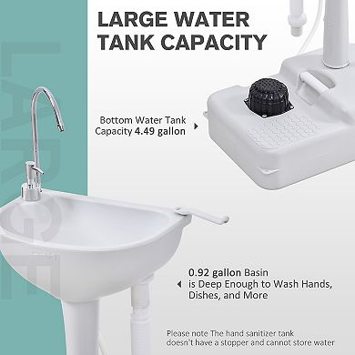 Kleankin Portable Camping Sink w/ Towel Holder & Soap Dispenser Hand Wash