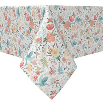 Square Tablecloth, 100% Cotton, 60x60", Summer Style Floral