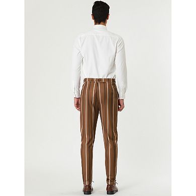 Men's Striped Slim Fit Contrast Color Drawstring Dress Pants