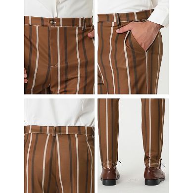 Men's Striped Slim Fit Contrast Color Drawstring Dress Pants