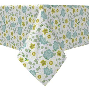 Square Tablecloth, 100% Cotton, 60x60", Succulents and Eucalyptus Floral