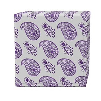 Napkin Set of 4, 100% Cotton, 20x20", Purple Paisley Petals