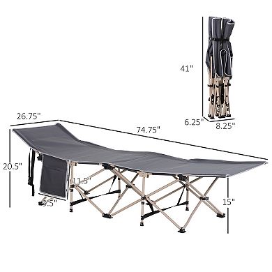 Single Person Wide Folding Camping Cot Outdoor Sleeping Bed W/ Carry Bag