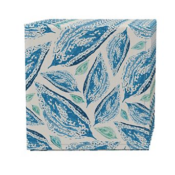 Napkin Set of 4, 100% Cotton, 20x20", Mosaic Style Leaves Blue