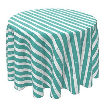 Round Tablecloth, 100% Cotton, 60 Round", Marine Anchors Stripe