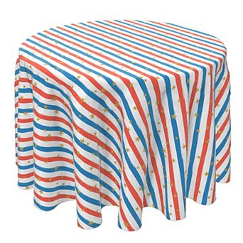 Round Tablecloth, 100% Cotton, 60 Round", Red and Blue Stripes with Stars