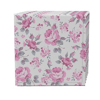 Napkin Set of 4, 100% Cotton, 20x20", Trendy Spring Floral