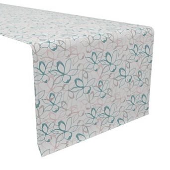 Table Runner, 100% Cotton, 16x108", Pastel Jasmine Floral