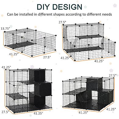 Indoor Cage For Small Animals W/ Storage 41.25" L X 27.5" W X 41.25" H, Black