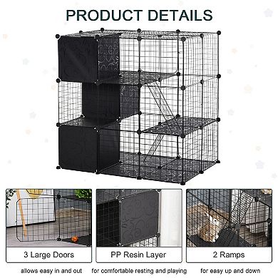 Indoor Cage For Small Animals W/ Storage 41.25" L X 27.5" W X 41.25" H, Black