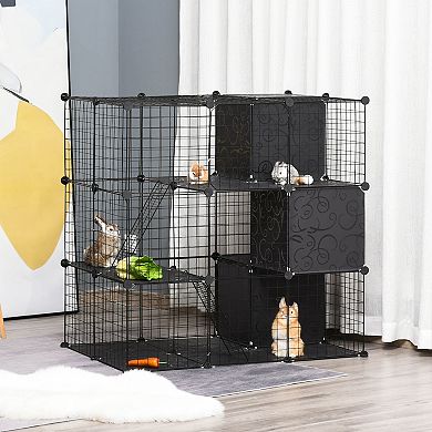 Indoor Cage For Small Animals W/ Storage 41.25" L X 27.5" W X 41.25" H, Black