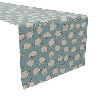 Table Runner, 100% Cotton, 16x108", Yoga Sheep