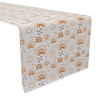 Table Runner, 100% Cotton, 16x72", Boho Rainbows and Suns