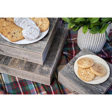 Rustic Farmhouse Reclaimed Wood Dessert/Cake Stand 3-Piece Set