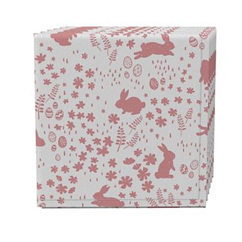 Napkin Set of 4, 100% Cotton, 20x20", Bunny Hop Garden