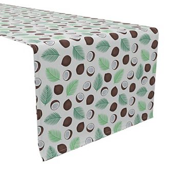 Table Runner, 100% Cotton, 16x72", Coconut Fruit and Palms