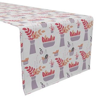 Table Runner, 100% Cotton, 16x108", Flower Pots and Planters