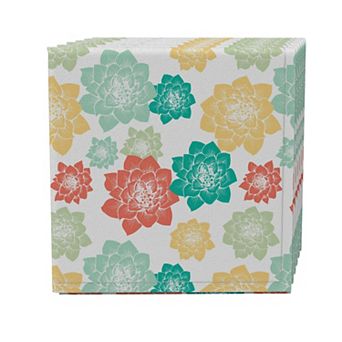Napkin Set of 4, 100% Cotton, 20x20", Colorful Retro Succulents