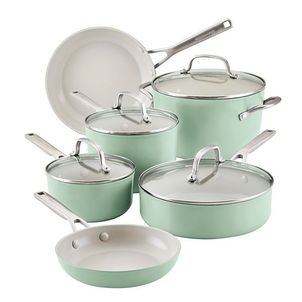 KitchenAid® 10-pc. Hard Anodized Ceramic Nonstick Cookware Set - Green