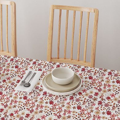 Square Tablecloth, 100% Cotton, 60x60", Burgundy Fall Floral