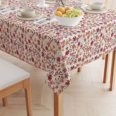 Square Tablecloth, 100% Cotton, 60x60", Burgundy Fall Floral