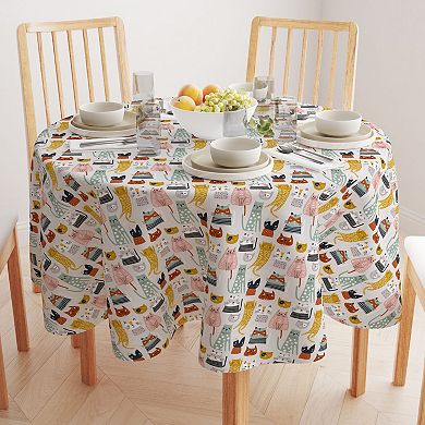 Round Tablecloth, 100% Cotton, 60 Round", Cats with Attitude