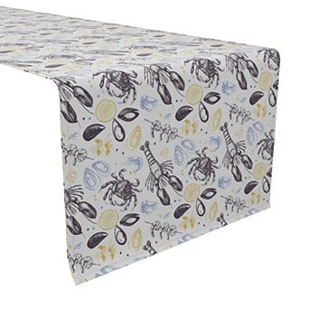 Table Runner, 100% Cotton, 16x90", Gourmet Seafood