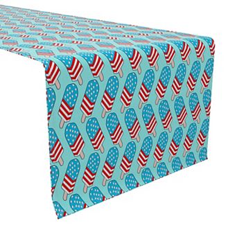 Table Runner, 100% Cotton, 16x90", Patriotic Ice Pops