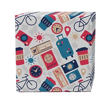 Napkin Set of 4, 100% Cotton, 20x20", Tourist Travels