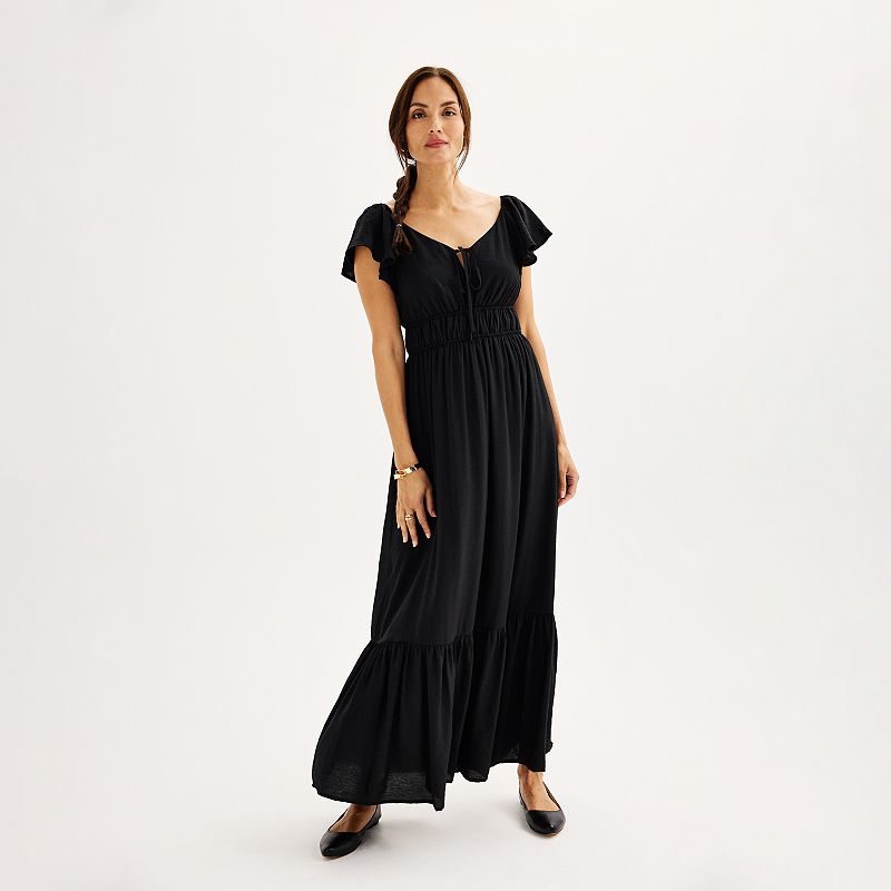 animal print womens dresses Shahida Parides - Long Maxi Dress | Dress Serena Black Eyelet Sleeveless line dry Imported summer bridesmaid dresses Colour:KHAKI