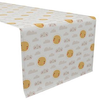 Table Runner, 100% Cotton, 16x108", Sun and Clouds