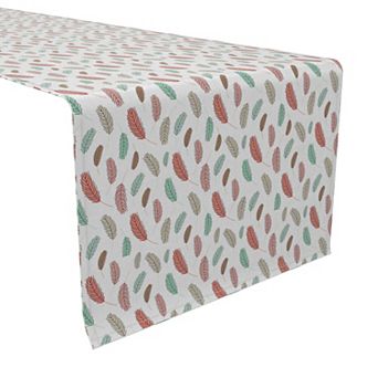 Table Runner, 100% Cotton, 16x90", Colorful Bird Feathers