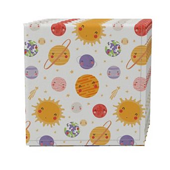 Napkin Set of 4, 100% Cotton, 20x20", Solar System Pattern