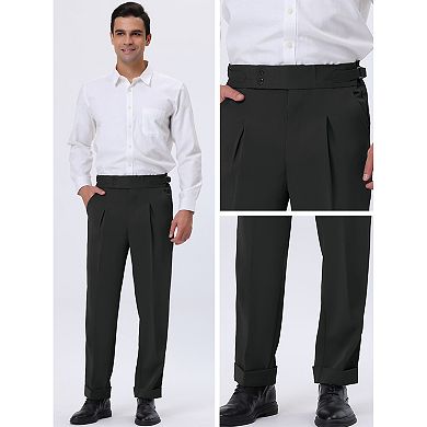 Men's Tapered Pants Expandable Waist Stretch Pleated Front Trousers