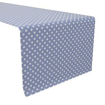 Table Runner, 100% Cotton, 16x90", Pale Blue Polka Dots