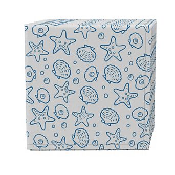 Napkin Set of 4, 100% Cotton, 20x20", Beach Shells Doodle