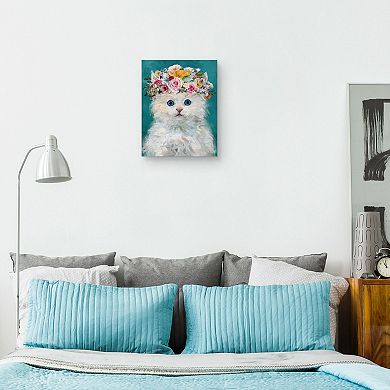 "Flower Power Kitty IV" Canvas Wall Art