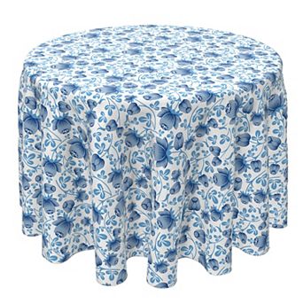 Round Tablecloth, 100% Cotton, 60 Round", Rose Petals Blue