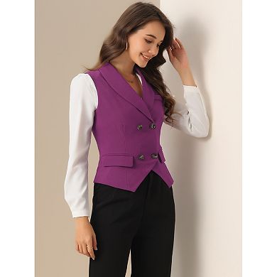 Women's Shawl Lapel Sleeveless Button Racerback Suit Waistcoat